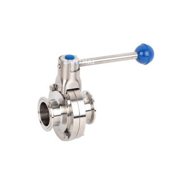 SS304/316L 3 or 4  Position Pull Handle Sanitary Butterfly Valve with Clamp Ends